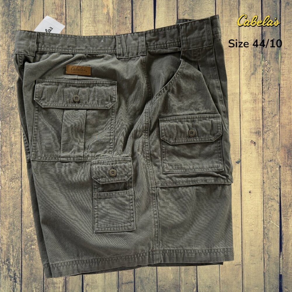 Cabela's 10" Men's 7-Pocket Hiker Khaki Khaki Green Cotton Shorts Big & Tall
